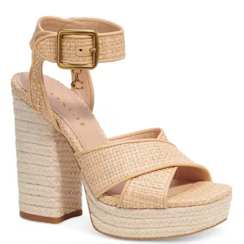 NEW - COACH “Nelly” Platform Espadrille Sandals Neutral Women’s Size 6.5